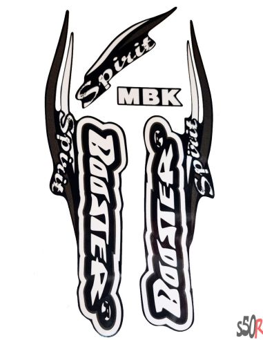 Kit déco MBK Booster Spirit type origine noir / blanc - Scoot 50 Racing
